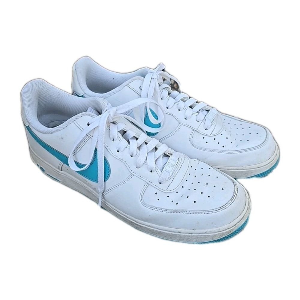 Nike Air Force 1 Low White Turquoise Teal 488298-107 Mens 12 Sneakers